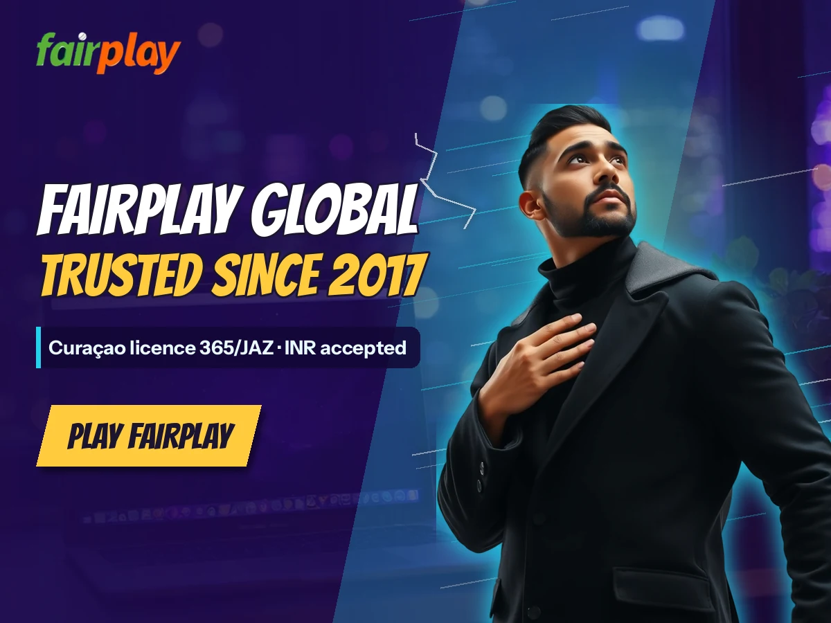 FairPlay banner with a man in a hooded black coat with a hand on his chest beside the words FairPlay Global: Trusted since 2017